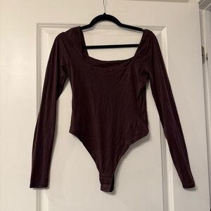 Wundermost Ultra-Soft Nulu Square-Neck Long-Sleeve Bodysuit
